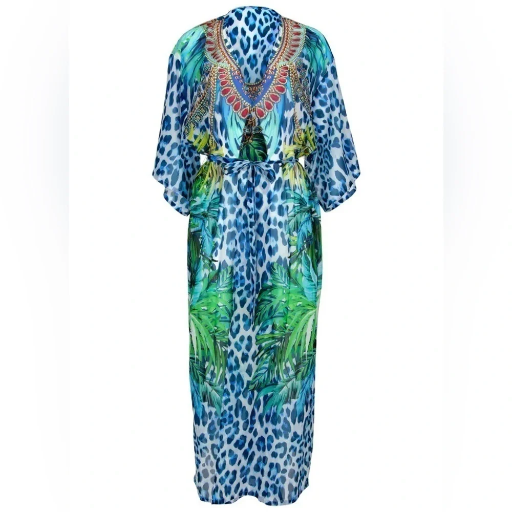 Vibrant Blue Animal Print Kaftan